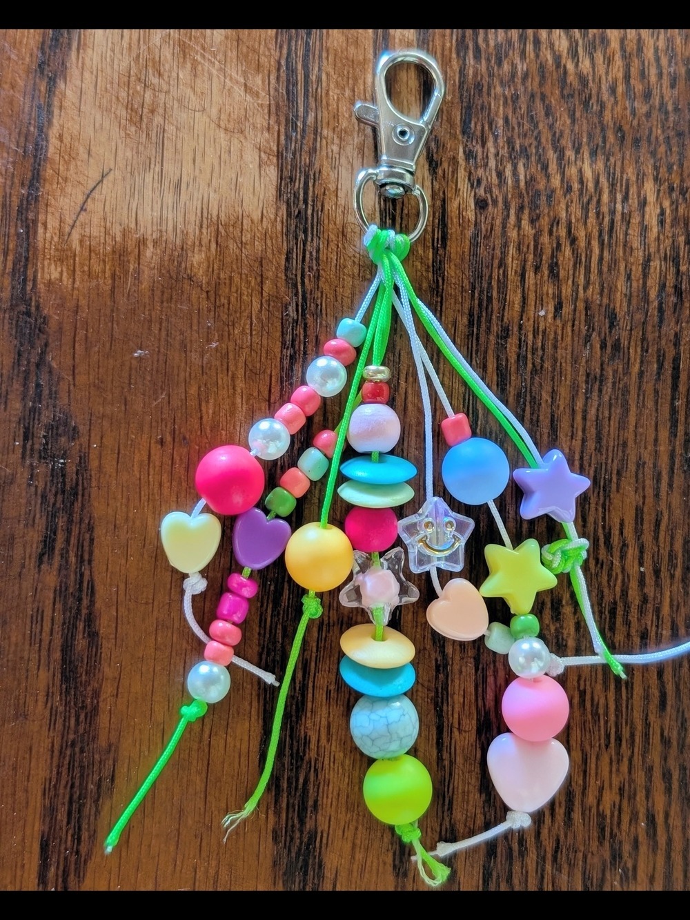 Keychain Multicolor Heart Star Beaded Charm